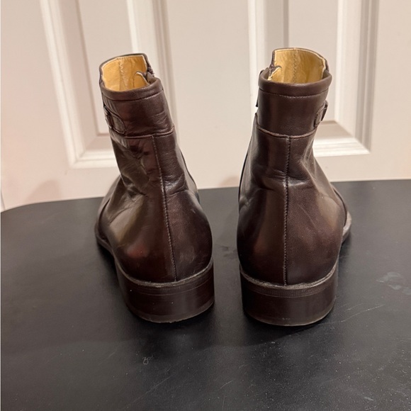 Bally Brown Leather Ankle Rudy Boots with Golden Buckle size 8.5